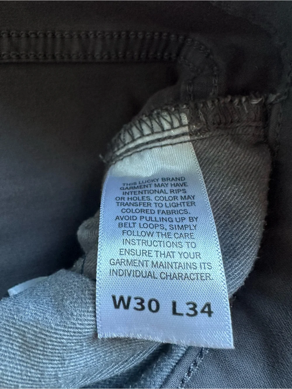 Lucky Brand Men's Charcoal Gray Chino Pants Size 30 x 34